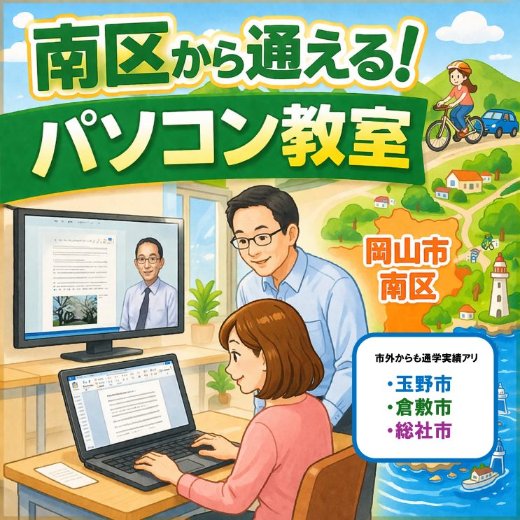 岡山市南区（泉田・芳泉・福田など）から通えるパソコン教室｜通学