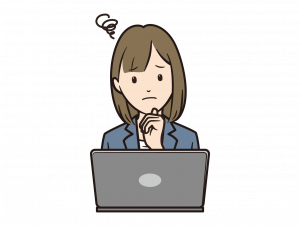 パソコン操作で困っている女性