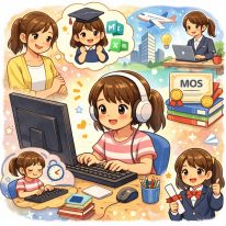 明るい将来のために頑張る小学生